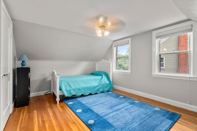 72 Lyall St, Boston, MA 02132 - bedroom featuring wood finished floors, lofted ceiling, and ceiling fan