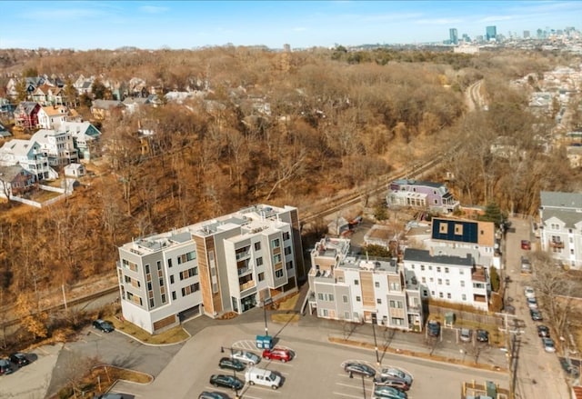 drone / aerial view featuring a city view