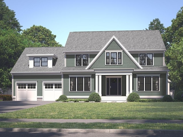 2 Libbey Ln, Grafton, MA 01536 - view of front of house with asphalt driveway, an attached garage, roof with shingles, and a front lawn