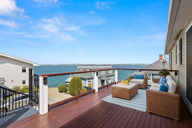 1 W Cliff St, Nahant, MA 01908 - wooden terrace featuring a water view