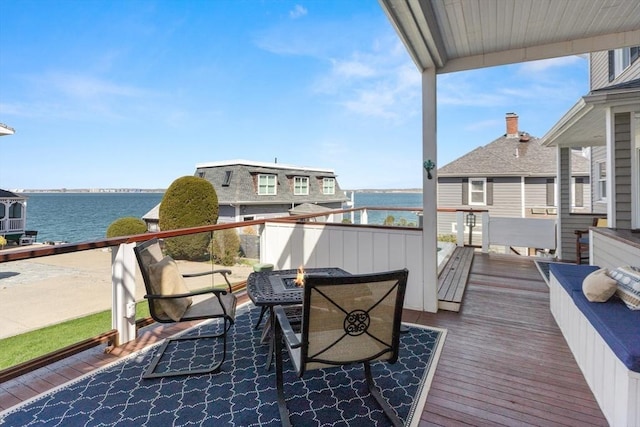 1 W Cliff St, Nahant, MA 01908 - deck with a water view and an outdoor fire pit