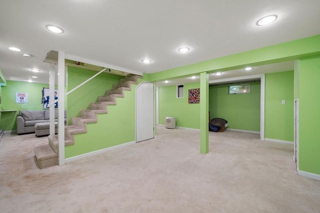 11 Laurel Dr, Scituate, MA 02066 - finished basement featuring carpet flooring, recessed lighting, and stairs