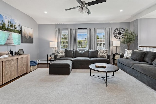 48 W Park Dr, Wakefield, MA 01880 - living area featuring recessed lighting, baseboard heating, and a ceiling fan