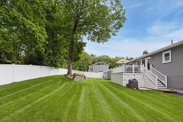 48 W Park Dr, Wakefield, MA 01880 - view of yard featuring a wooden deck and stairs