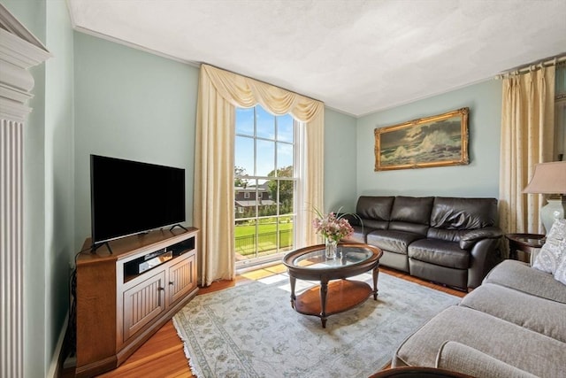 living area featuring light wood-type flooring