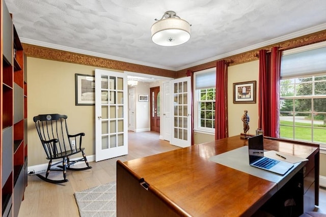 1 Preston Cir, Andover, MA 01810 - office space with french doors, light wood finished floors, and crown molding