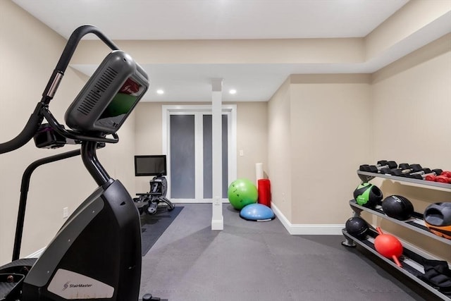1 Preston Cir, Andover, MA 01810 - workout area featuring baseboards and recessed lighting