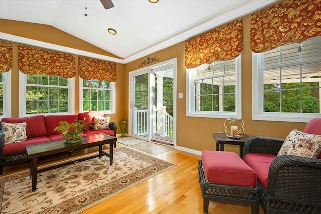 75 Kennedy Cir, Northbridge, MA 01534 - sunroom with vaulted ceiling, wood finished floors, ornamental molding, and a wooden deck