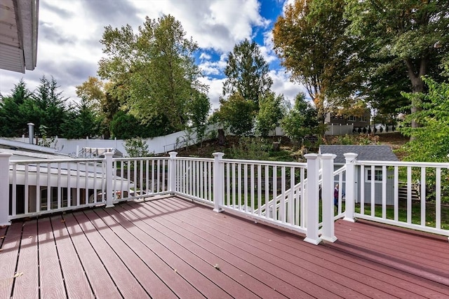 deck featuring a fenced backyard