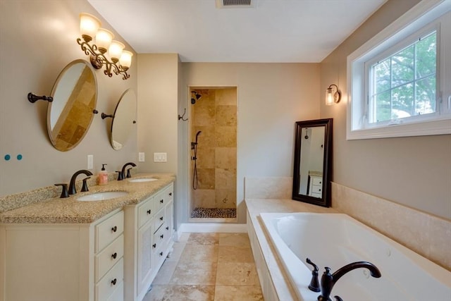 10 Damon Rd, Needham, MA 02494 - bathroom featuring a bath, tiled shower, and double vanity