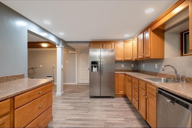 67 Raymond Rd, Plymouth, MA 02360 - kitchen with appliances with stainless steel finishes, light wood-type flooring, and recessed lighting