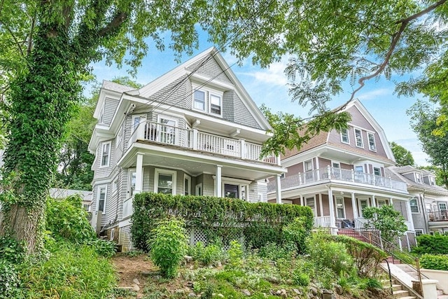 115 Westbourne Ter Unit 1, Brookline, MA 02446 - view of front of property with a balcony and covered porch