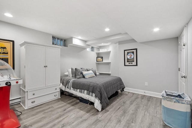 35 Beverly Hill Dr, Shrewsbury, MA 01545 - bedroom featuring light wood-style floors, recessed lighting, a baseboard radiator, and baseboards