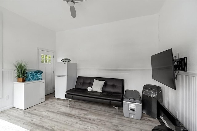 35 Beverly Hill Dr, Shrewsbury, MA 01545 - sitting room with a wainscoted wall, wood finished floors, and ceiling fan