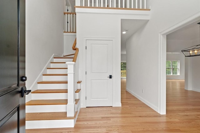 LOT16 Rawson Farm, Mendon, MA 01756 - staircase with baseboards, wood finished floors, and crown molding