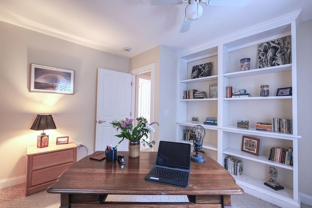 250 S Eastham St, Eastham, MA 02642 - office area featuring a ceiling fan, baseboards, and built in features