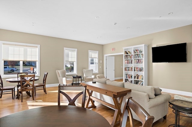 living room with light hardwood / wood-style floors