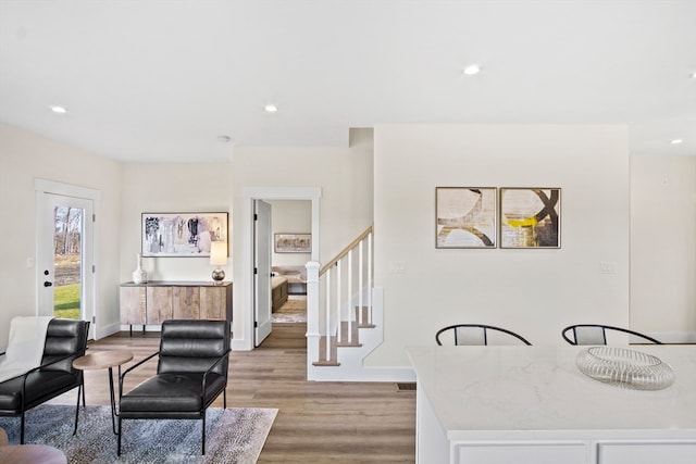 living room featuring light wood-type flooring