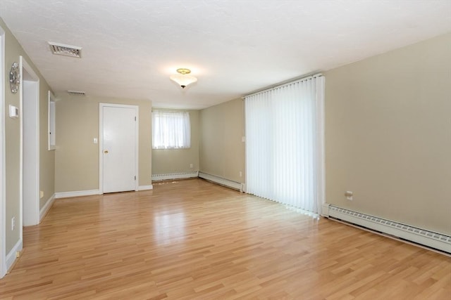69 Gerald Rd, Milton, MA 02186 - spare room with light wood-type flooring, baseboard heating, and a baseboard heating unit