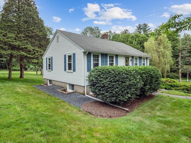 12 Allen St, Pembroke, MA 02359 - view of side of home featuring a chimney and a lawn