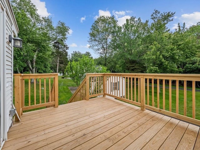 12 Allen St, Pembroke, MA 02359 - deck featuring a lawn and view of scattered trees