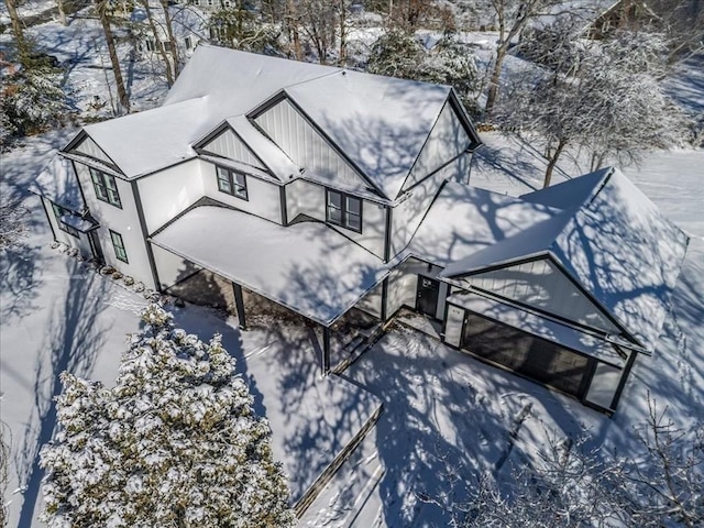 view of snowy aerial view