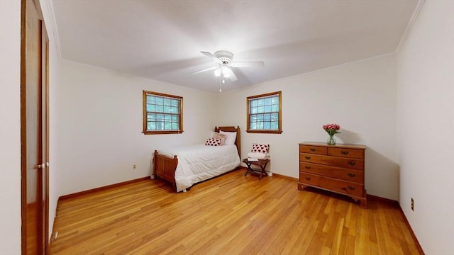 40 Revere St, Gloucester, MA 01930 - bedroom featuring light wood-type flooring, ceiling fan, and ornamental molding