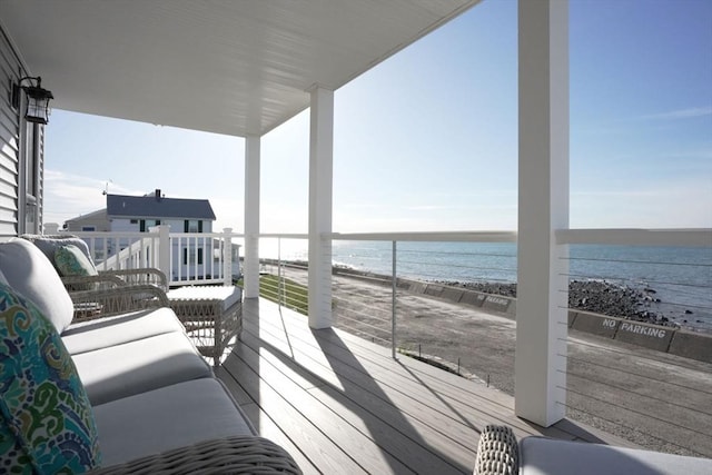 119 Fort Point Rd, Weymouth, MA 02191 - wooden terrace featuring view of water and beach