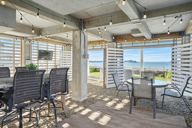 119 Fort Point Rd, Weymouth, MA 02191 - view of patio featuring outdoor dining space and a water view