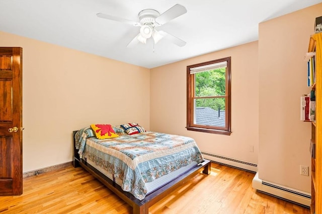 906 Clark St, Gardner, MA 01440 - bedroom featuring a baseboard radiator, light wood finished floors, and ceiling fan