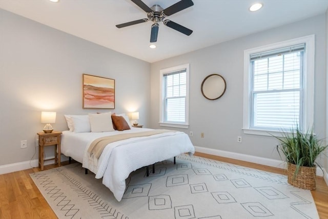 68 Line St Unit 2, Somerville, MA 02143 - bedroom featuring light wood-style flooring, recessed lighting, and ceiling fan