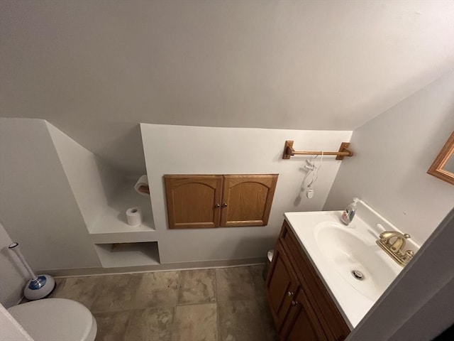 5-7 Prescott Pl, Boston, MA 02134 - bathroom featuring vanity and vaulted ceiling