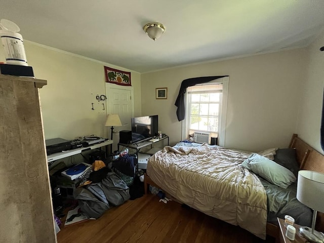 5-7 Prescott Pl, Boston, MA 02134 - bedroom featuring wood finished floors, crown molding, and cooling unit