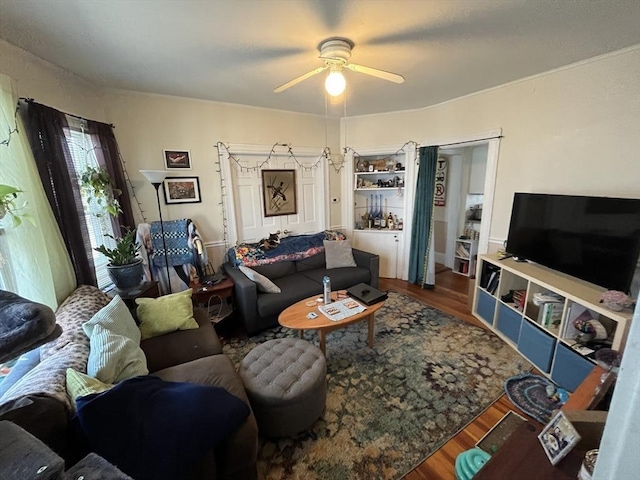5-7 Prescott Pl, Boston, MA 02134 - living area featuring ceiling fan and wood finished floors