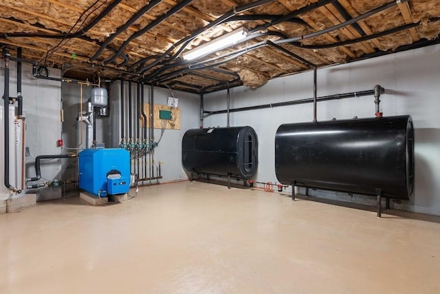 basement with water heater