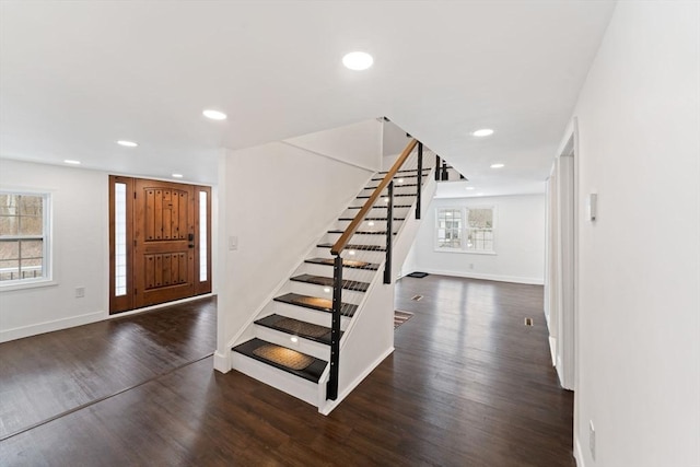 entryway featuring dark wood-type flooring