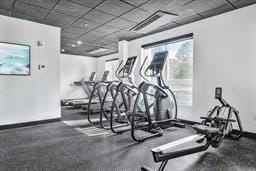 203 Lowell St Unit 115, Wilmington, MA 01887 - exercise room featuring a paneled ceiling and baseboards
