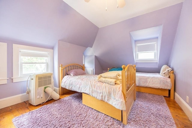 14 Baker St, Foxboro, MA 02035 - bedroom featuring wood finished floors, lofted ceiling, and ceiling fan