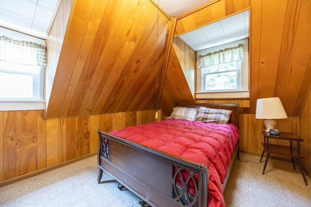 14 Baker St, Foxboro, MA 02035 - bedroom with wooden walls and tile patterned floors