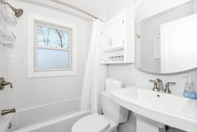 54 Converse Rd, Marion, MA 02738 - full bathroom with toilet, shower / bathtub combination with curtain, and a sink