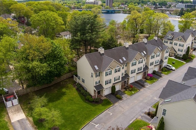 drone / aerial view of a nearby body of water