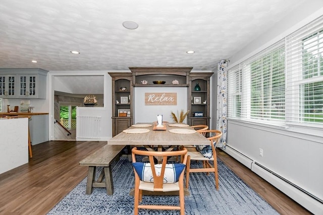 8 Highland View Ave, Mattapoisett, MA 02739 - dining room with a baseboard radiator, wood finished floors, and recessed lighting