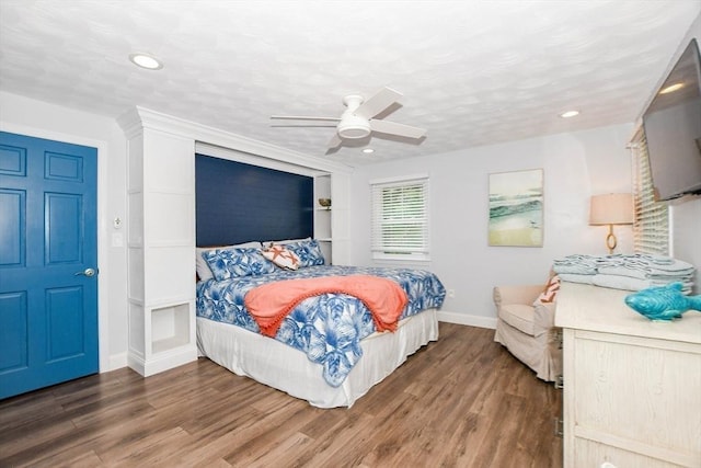 8 Highland View Ave, Mattapoisett, MA 02739 - bedroom featuring wood finished floors, ceiling fan, and recessed lighting
