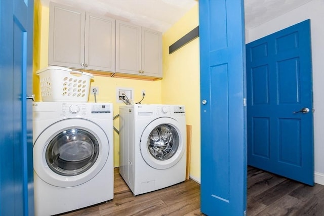 8 Highland View Ave, Mattapoisett, MA 02739 - laundry area featuring cabinet space, washer and clothes dryer, and dark wood-type flooring
