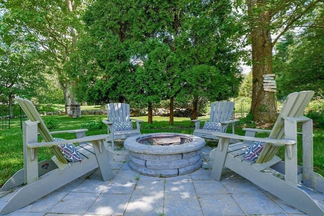 8 Highland View Ave, Mattapoisett, MA 02739 - view of patio featuring a fire pit