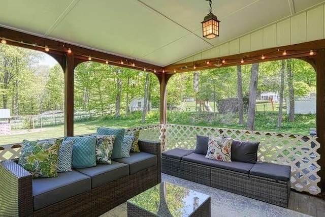 54 Warren St, Westborough, MA 01581 - view of patio with an outdoor living space and an outdoor structure