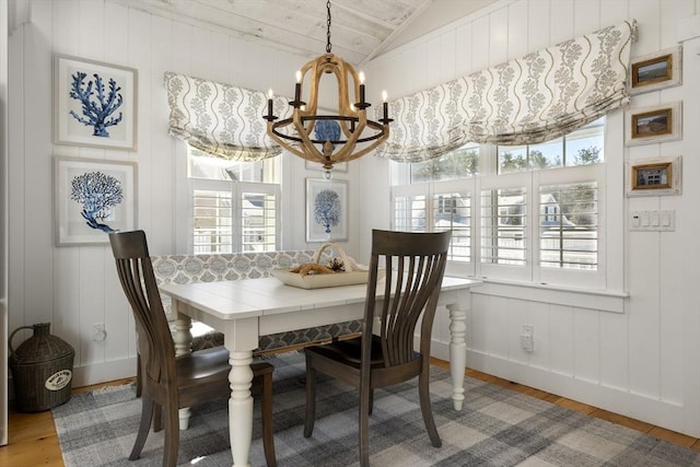 16 Walking Stick, Plymouth, MA 02360 - dining room with wood finished floors, a chandelier, healthy amount of natural light, lofted ceiling, and a decorative wall