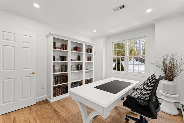 office featuring light wood-type flooring