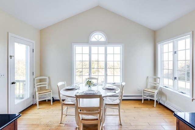 6 Snow Way, Orleans, MA 02653 - dining room featuring light wood-style flooring and vaulted ceiling