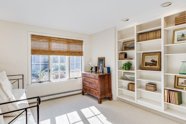 6 Snow Way, Orleans, MA 02653 - living area featuring light carpet and a baseboard heating unit